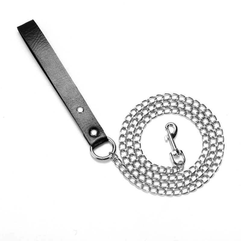 Heavy Duty Dog Leash with Bell Collar Necklace, Metal Chains