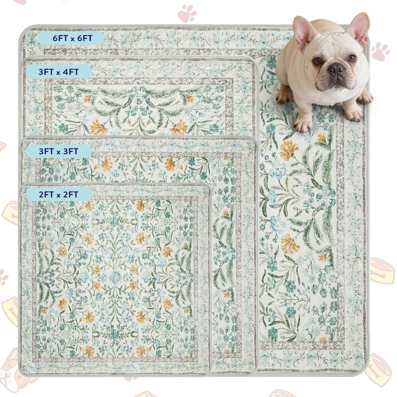 Lahome Washable Reusable Pee Pads for Dogs - Beige Botanical