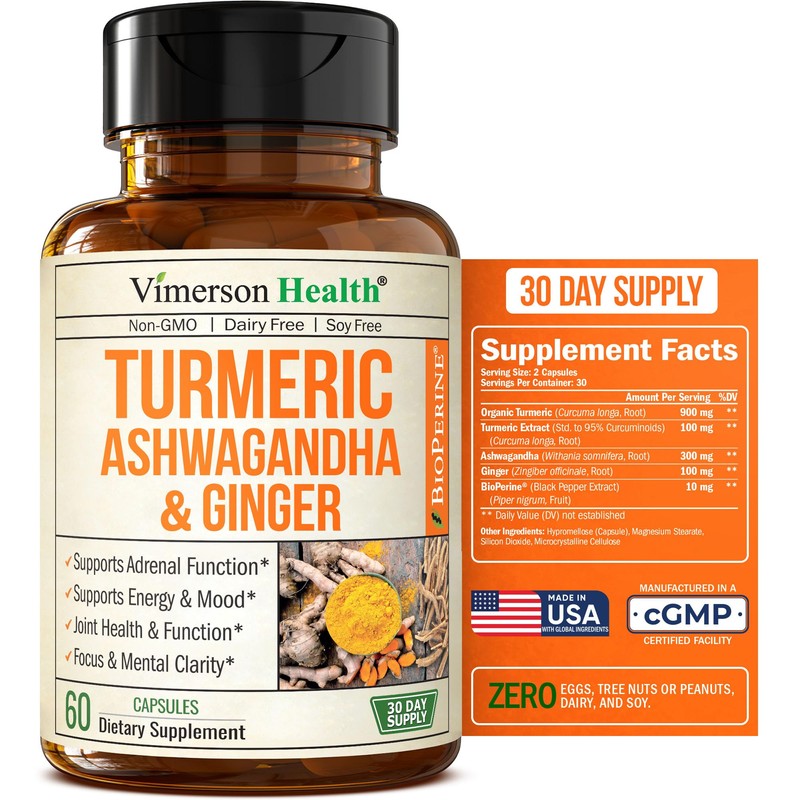 Turmeric Curcumin Ashwagandha Supplements - Turmeric Supplement & Curcumin with