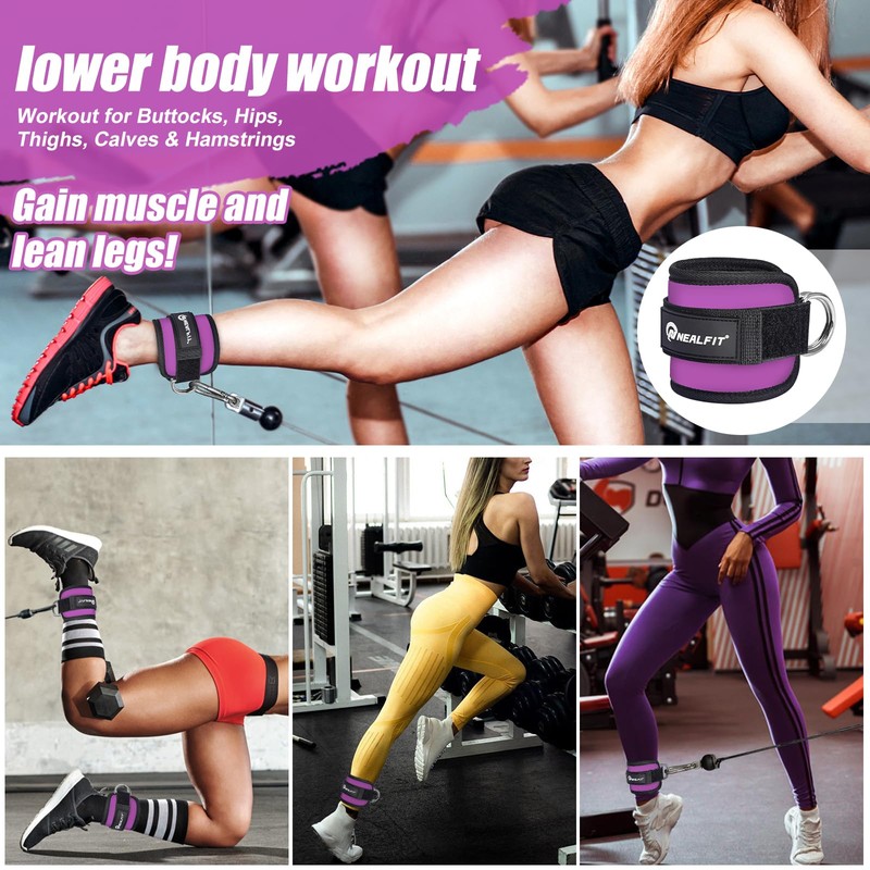 NEALFIT Ankle Strap for Cable Machine, Gym Ankle Cuff for