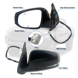 Lqito Left Driver side Mirror Fits 2016-2022 Toyota Tacoma With Power Glass, Heated, Turn Signal丨Without Blind Spot Detection Match to Midnight Black Metallic Replace TO1320349 (7Pins)