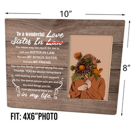 Sister In Law Gift, Picture Frame Desk Decor Gift, Birthday Gift for Sister in Law, Sister-in-Law Photo Frame Present, Sister in Law Wedding Gift from Bride, I'm Blessed to Have You In My Life