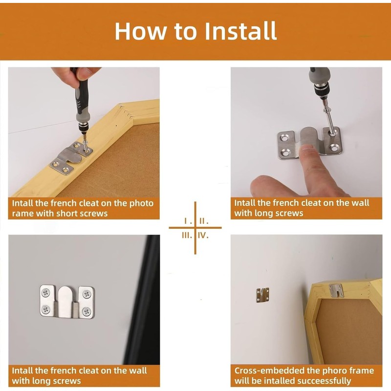 16Pcs Stainless Steel Interlock Hanging Buckle,Flush Concealed Mount Brackets Stainless