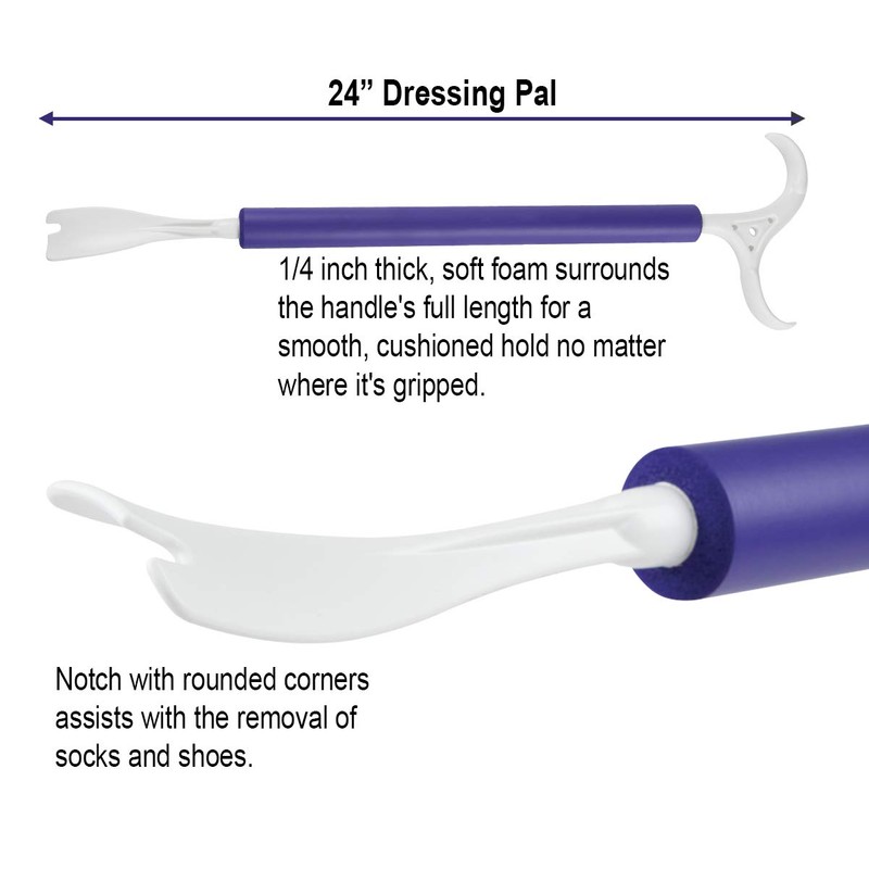 4-in-1 Dressing Stick- 24" Dressing Pal. Long Handled Shoe Horn,