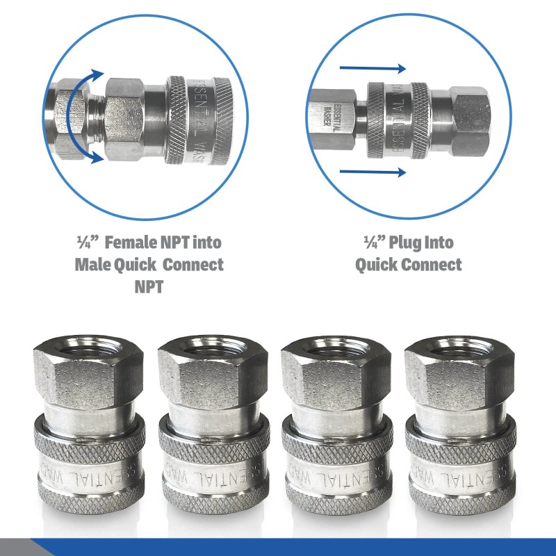 Stainless Steel 1/4' Quick Connect Female NPT Fittings Car Cleaning