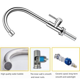 Cold Water Faucet Only,Single Handle Single Hole Cold Water Kitchen Faucet Brushed Nickel Stainless Steel Cold Faucet for Kitchen.Outdoor(Stainless Steel nut, 2.6” Threaded Rod,)