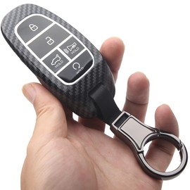 Happtoy For Hyundai Key fob Cover Premium Carbon fiber pattern Fits for 2024 2023 2022 2021 Hyundai Sonata Santa fe Tucson Smart 5 Button Key Case Shell (A-Model (5 buttons))