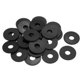 sourcing map 25Pcs M14 Nylon Flat Washers Plain Washer 14mm ID 44mm OD 3mm Thick Plastic Spacers for Screws Bolts Garden Faucet Plumbing Repair, Black
