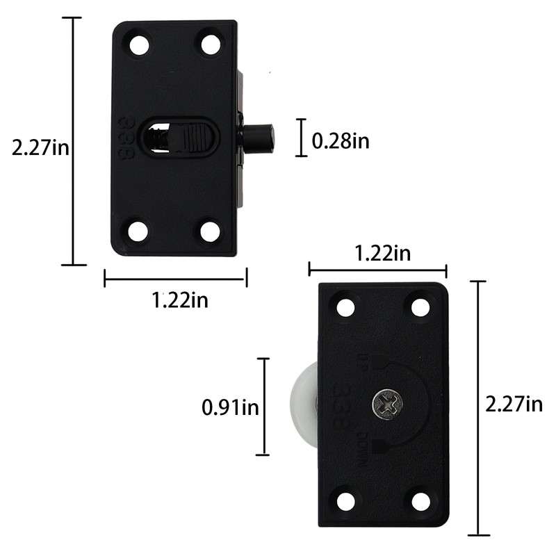 2 Sets 2.28x1.22inch Black Sliding Door Nylon Pulley Cabinet Hanging