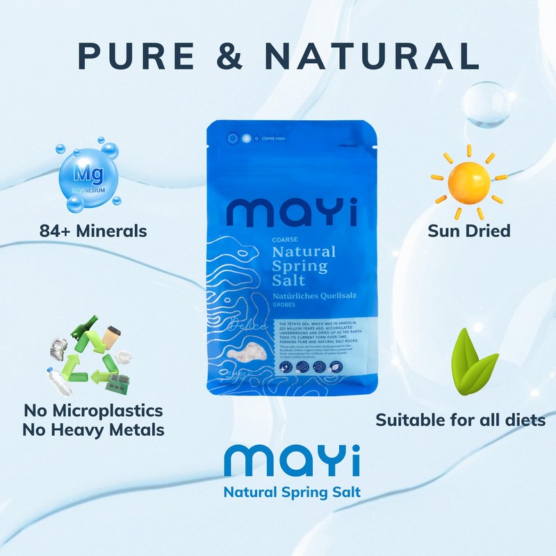 MAYİ Ancient Natural Spring Coarse Salt 1.1 lb - Hand-Harvested,
