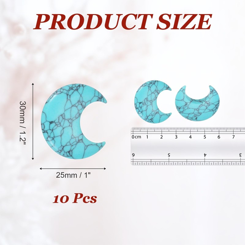 10Pcs Moon Crystal Worry Stone 1.2 Inch Green Turquoise