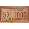 Vintage 1980 ALABAMA License Plate Antique Car Tag