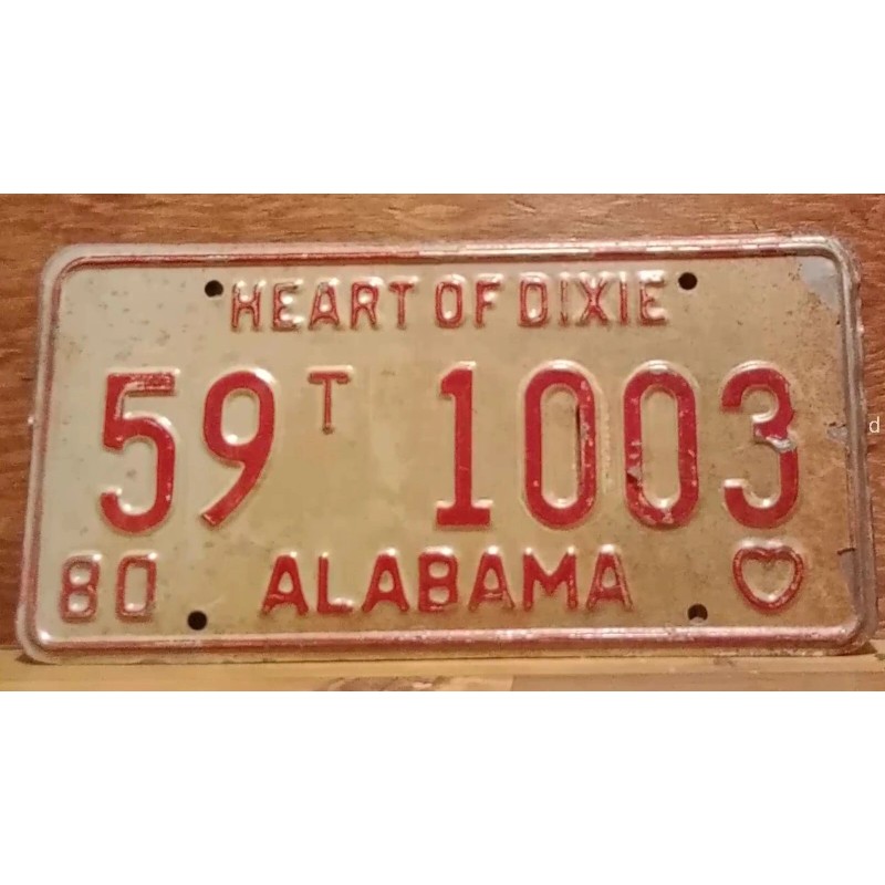 Vintage 1980 ALABAMA License Plate Antique Car Tag