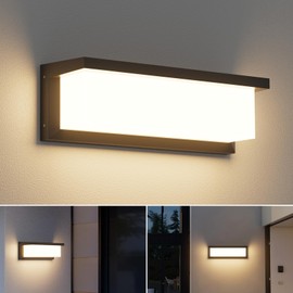 Coinmit Modern Outdoor LED Wall Light Fixture, 36W LED Black Porch Light Waterproof Anti-Rust Aluminum Acrylic Outdoor Wall Lanterns for House Front Porch Garage Garden