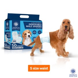 American Kennel Club Male Dog Wrap, Disposable Diapers with Wetness Indicator, Small, 50 Count