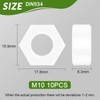 Jeboler Plastic Nuts M10 (Pack of 10), DIN934 Nylon Hex