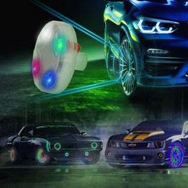 Riloer Car Tire Wheel Lights Wheel Tire Air Valve for Car Bicycle Motorcycles, Hub Lamp Cap Light with Motion Sensors, Multicolor LED Tire Light Gas Nozzle, 4-Pack