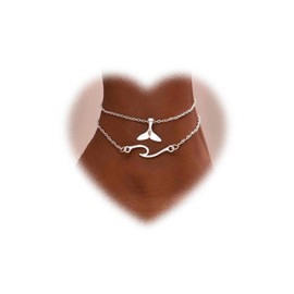 Bohemian Layered Fish Tail Anklets Fish Tail Ankle Bracelet Figure Eight Eternal Anklets Chain Bracelets Fish Tail Dangle Foot Chain Bracelets Summer Beach Foot Chain Jewelry for Girls G (Silver)