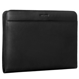 STILORD 'Massimo' Large Document Folder Leather Vintage Writing Case Conference Folder DIN A4 13.3 Inch Laptop Briefcase Document Bag Leather Folder Genuine Leather Folder, black, briefcase