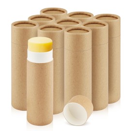 DMuuuDM 10 Pcs 2 oz Paperboard Deodorant Tubes,Empty Push-Up Style Kraft Paper Tube Holder,Cardboard Biodegradable Round Solid Container for DIY Homemade Lotion Bars,body Deodorant Sticks- Brown