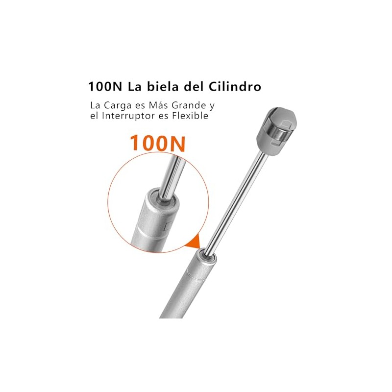Pistón Elevable de Gas Amortiguador 100 N, Bisagras para Puertas