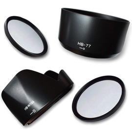 Nikon D5600 D5300 D3400 D3500 Double Zoom Kit for Lens Hood & Filter Set of 4 [ HB-N106 ] [ HB-77 ] [ Lens Filter 55mm & 58mm ]