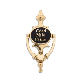 Exclusively Irish Claddagh Door Knocker for Front Door Brass Knocker with Cead Mile Failte 8" Ireland Welcome Gift (Black Brass)