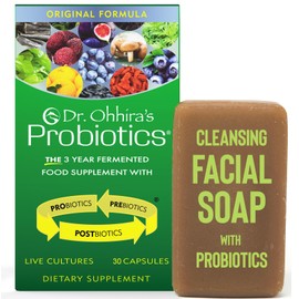 Dr. Ohhira's Probiotics Original Formula 30 Capsules with Bonus Probiotic-Enhanced Beauty Bar Soap Travel Size 20g - No Refrigeration Supplement for Women and Men, 13 Probiotic Strains