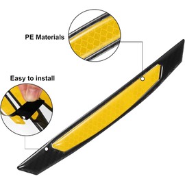 Edinstry 4 Pcs Car Door Edge Reflective Stickers Protection Guard Strips Universal Car Truck SUV Anti-Collision Sticker Decal Car Side Door Edge Guards Protector Black Yellow