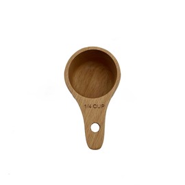 Yuqim 1 Pcs Wooden Measuring Cup Beech Wood Coffee Scoop Measure Spoon for Cooking Baking(1/4 Cup)