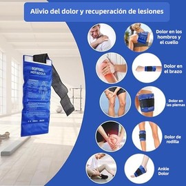 2 Compresas de Gel Frío y Calor,Paquete de hielo deportivo,44x17cm Compresa Fría Reutilizable con Banda Ajustable para Alivio de Dolor en Muscular, Articulaciones y Lesiones (2 PCS)
