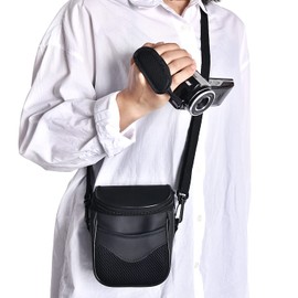 FOSOTO Compact Camera Bag PU Leather for Canon Powershot SX530 SX540 SX510 HS Nikon Coolpix B500 L340 L330 L840 V3 V2 J5 Black, black, Camera case