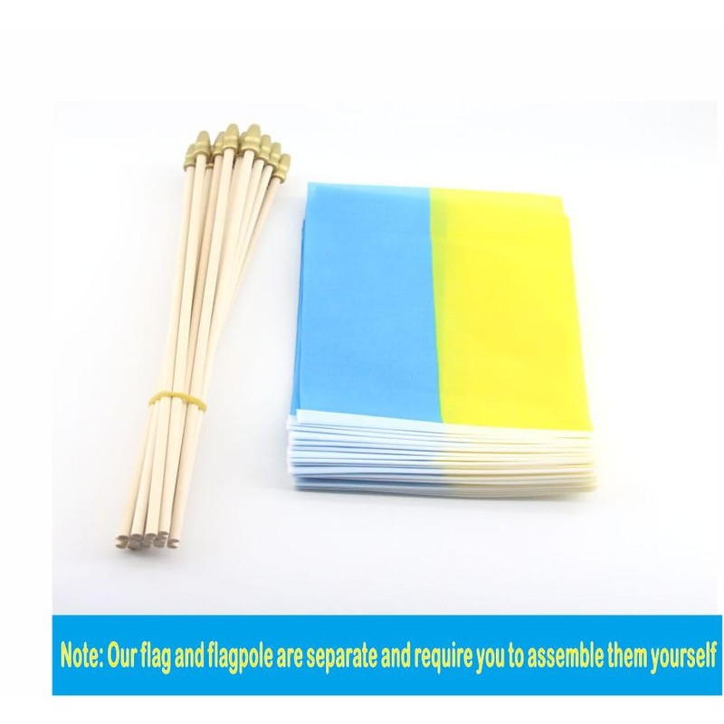 20 Pack Ukraine Flags Ukrainian Stick Flag Small Mini Handheld