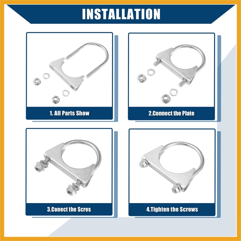 Partuto Round U Bolt Muffler Exhaust Clamps for Car /