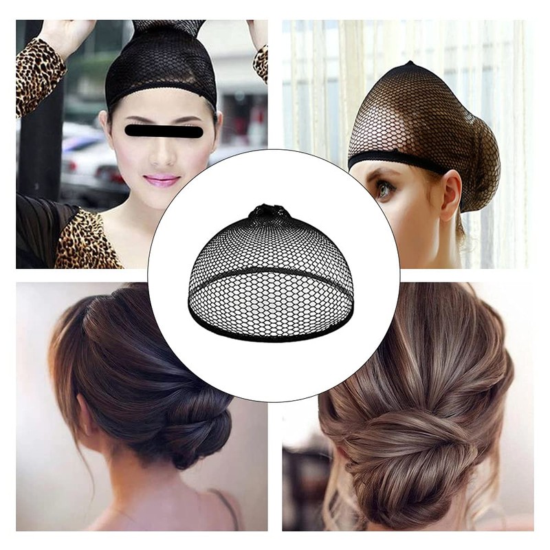 15 Pcs Black Mesh Wig Cap Open top Nylon Net
