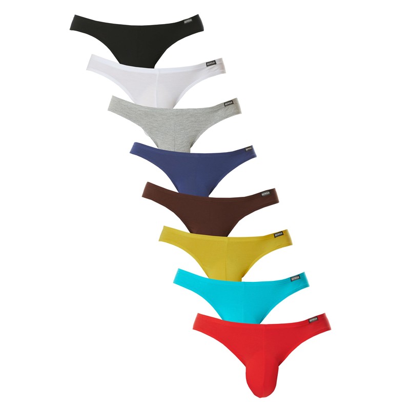 Mens Modal Briefs Low Rise Bikini Underwear Pack of 8,Medium