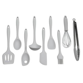 Chef Craft - Premium Silicone Kitchen Tools and Utensils Set, Non-Scratch, Withstands Temperatures up to 450°F, BPA-Free, 9 Piece Cooking Utensils Set, Gray