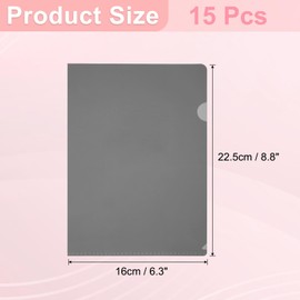 PATIKIL A5 Plastic Folders, 15 Pack Clear Folders l Type Project Pockets Paper Document Jacket Sleeves l Shaped Transparent for Documents Plastic Office File, 6.3x8.8in, Gray