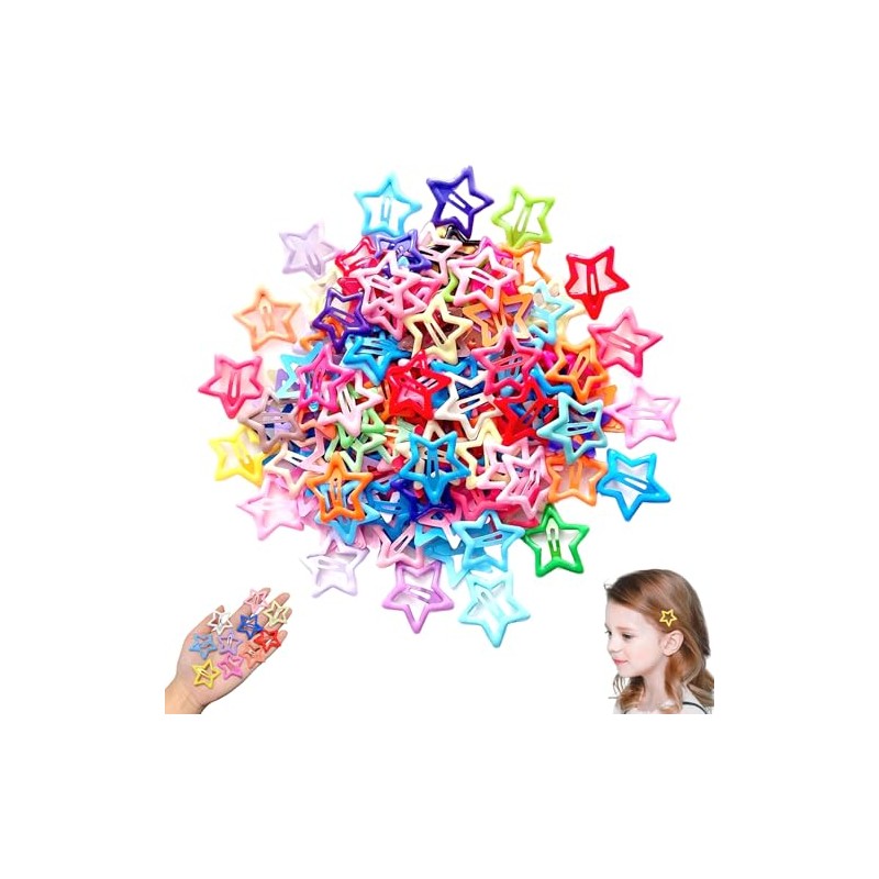 Clips de cabello estrella, 50pcs coloridas barretas de estrellas y2k,