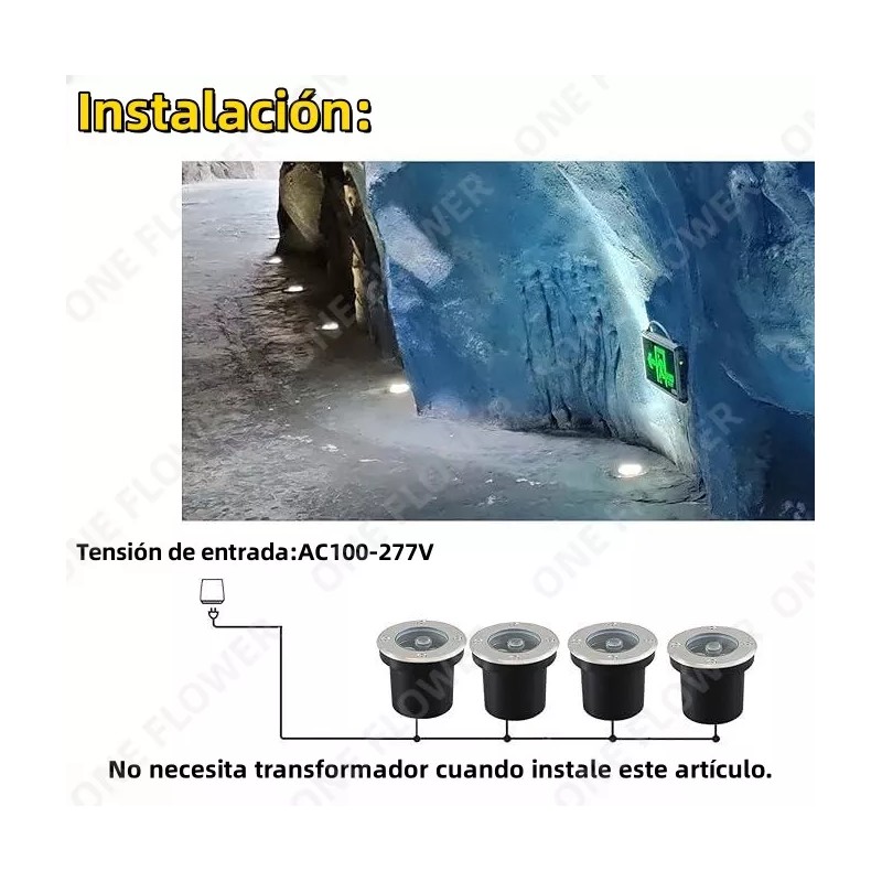 ONE FLOWER Lampara Empotrado Led Piso 3w Luz Calida O