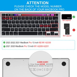 CaseBuy Keyboard Cover Skin for MacBook Pro 13 inch M2 2023, 2022 2021 2020 M1 A2338 A2289 A2251, MacBook Pro 13 inch Keyboard Protector, MacBook Pro 16 2020 2019 A2141 Protective Silicone Skin