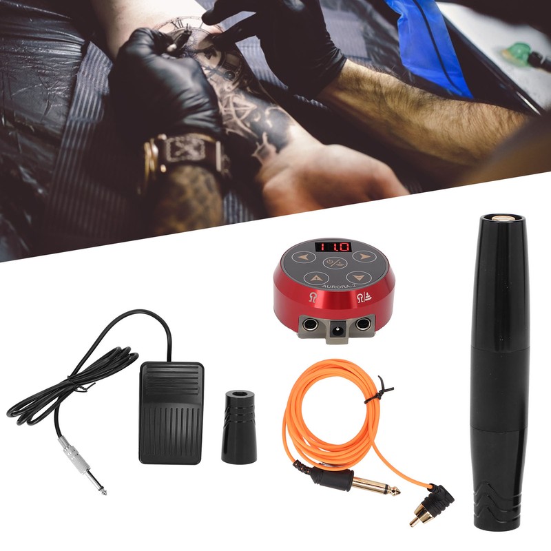 Tattoo Machine Pen Kit Double Output Power Supply Foot Pedal