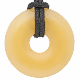 Lebensquelle Plus Orange Calcite Doughnut Diameter 30 mm + Cotton Cord | Gemstone Pendant | Genuine Healing Stone Necklace with Ribbon, Semi Precious Stone