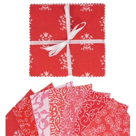 Soimoi Block Print Precut 5-inch Cotton Fabric Quilting Squares Charm Pack DIY Patchwork Sewing Craft-Rose Pink