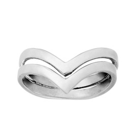 81stgeneration Women's 925 Sterling Silver Minimalist Simple Double Chevron Ring