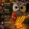 Solar Red Owl Statue Light for Garden Decor – Resin