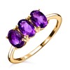 TJC Natural Amethyst Three Stone Ring for Women in 14ct