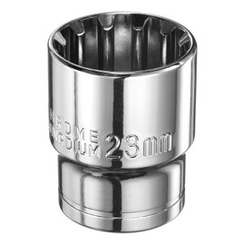 HARFINGTON 12 Point Socket 1/2" Drive by 23mm Metric Shallow Socket Chrome Vanadium Steel 12-Point Standard Sockets Mechanic Hand Tool for Car Repair Mechanical Maintenance Home Use