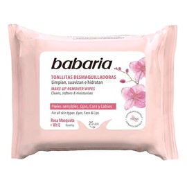 Babaria ROSA MOSQUETA - Toallas para quitar maquillaje (25UN), color negro, talla única                                                               
