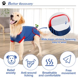 DOGLEMI Recovery Suit for Dogs, Breathable Cutton Dog Surgery Suit for Female Male, Easy to Pee & Poop, Soft Cone Alternatives for Spay, Neuter, Anti-Licking Abdominal Wounds, Stitches Protection(S)